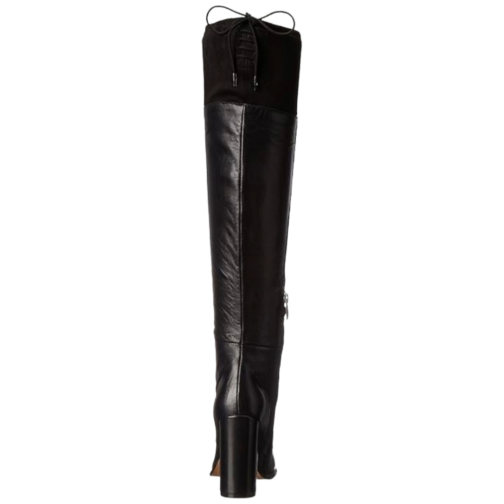 French Connection "Calina" Black Leather & Suede Over The Knee Boots Size 8.5 - Picture 9 of 13